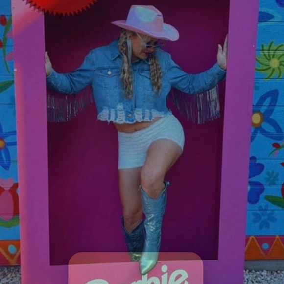 Custom Rhinestone Denim Fringe Jacket - Picture 11 of 17